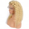 Lace Front Wig, Long Length, Curly, Color #613 (Platinum Blonde), Made With Remy Indian Human Hair