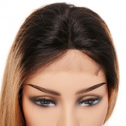 Lace Front Wig, Long Length, Body Wave, Ombre Color #1B/27 ( Off Black / Honey Blonde), Made With Remy Indian Human Hair