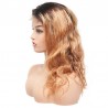 Lace Front Wig, Long Length, Body Wave, Ombre Color #1B/27 ( Off Black / Honey Blonde), Made With Remy Indian Human Hair