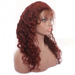Lace Front Wig, Long Length, Deep Wavy, Color #35 (Red Rust), Made With Remy Indian Human Hair