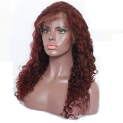 Lace Front Wig, Long Length, Deep Wavy, Color #35 (Red Rust), Made With Remy Indian Human Hair