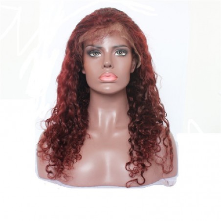 Lace Front Wig, Long Length, Deep Wavy, Color #35 (Red Rust), Made With Remy Indian Human Hair
