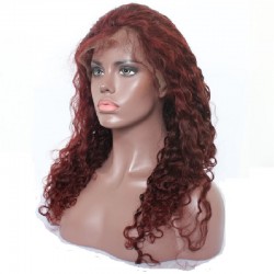 Lace Front Wig, Long Length, Deep Wavy, Color #35 (Red Rust), Made With Remy Indian Human Hair