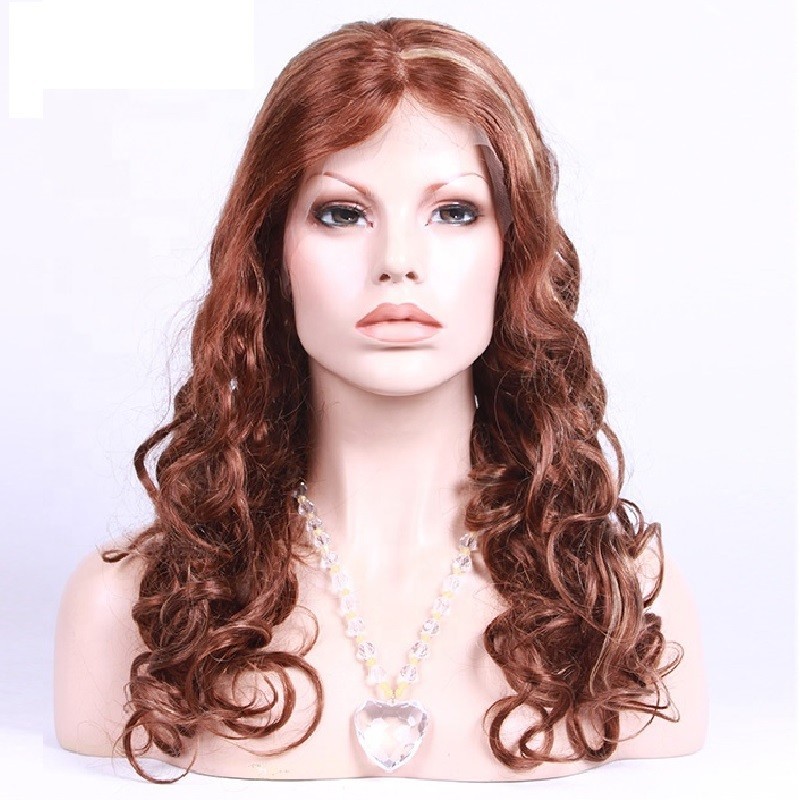 Lace Front Wig, Long Length, Loose Wavy, Mix Color #35/60 (Red Rust / Lightest Blonde), Made With Indian Human Hair