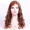 Lace Front Wig, Long Length, Loose Wavy, Mix Color #35/60 (Red Rust / Lightest Blonde), Made With Indian Human Hair