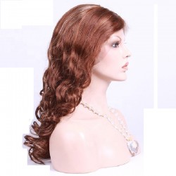 Lace Front Wig, Long Length, Loose Wavy, Mix Color #35/60 (Red Rust / Lightest Blonde), Made With Indian Human Hair