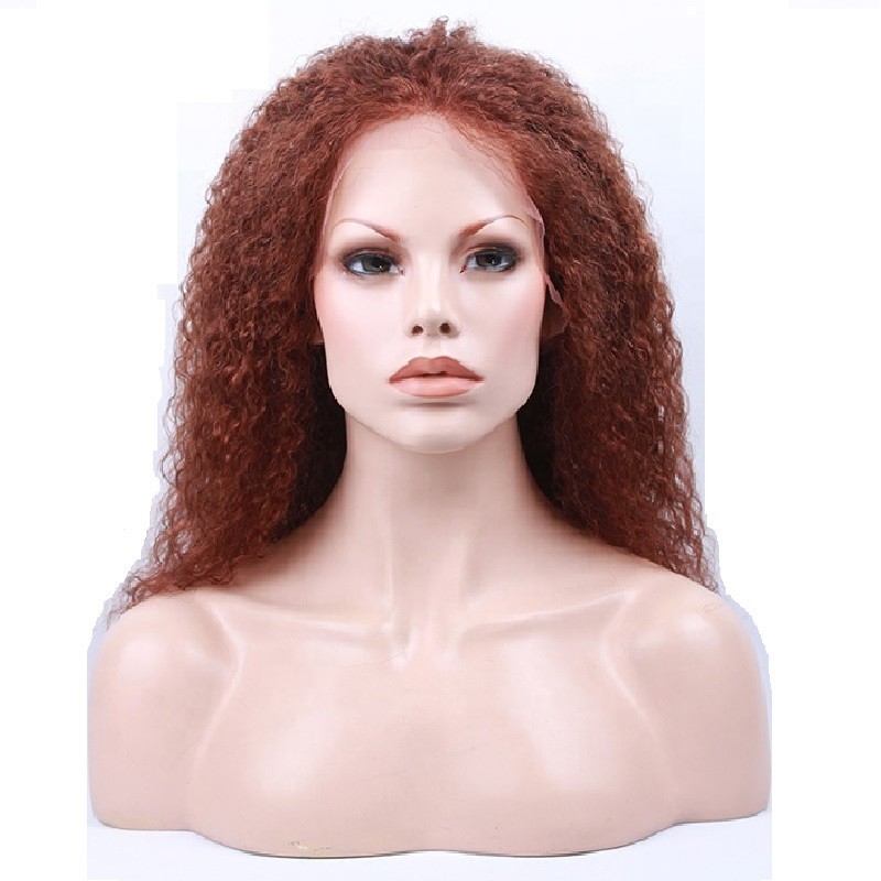 Lace Front Wig, Long Length, Curly, Color #35 (Red Rust), Made With Remy Indian Human Hair