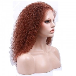 Lace Front Wig, Long Length, Curly, Color #35 (Red Rust), Made With Remy Indian Human Hair