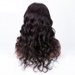 Lace Front Wig, Long Length, Loose Wavy, Color #1B (Off Black), Made With Remy Indian Human Hair