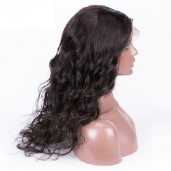 Lace Front Wig, Long Length, Loose Wavy, Color #1B (Off Black), Made With Remy Indian Human Hair