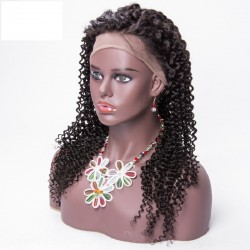 Lace Front Wig, Long Length, Deep Curly, Color #1B (Off Black), Made With Remy Indian Human Hair