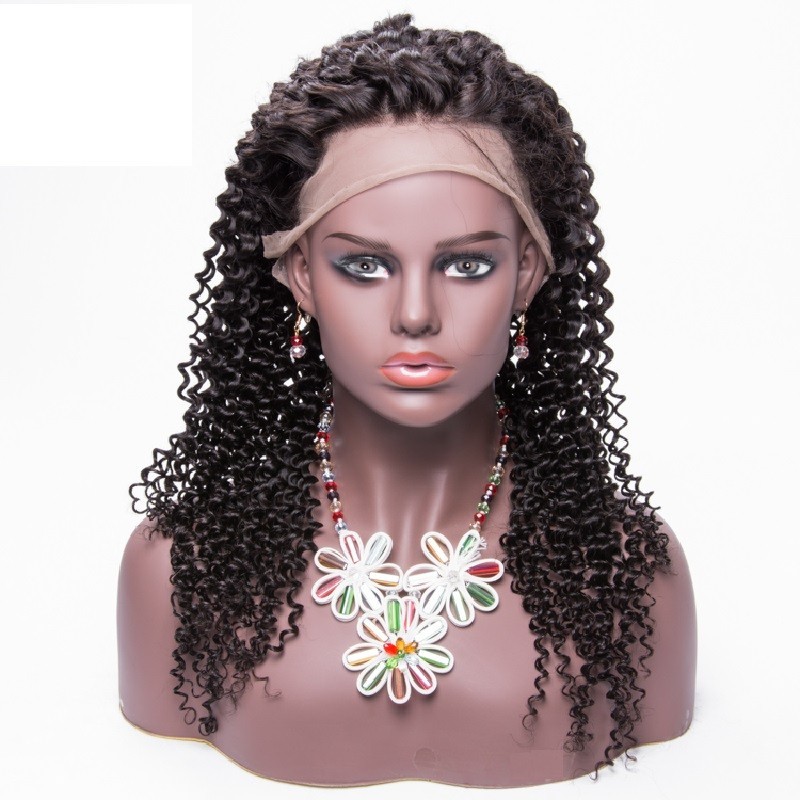 Lace Front Wig, Long Length, Deep Curly, Color #1B (Off Black), Made With Remy Indian Human Hair