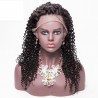 Lace Front Wig, Long Length, Deep Curly, Color #1B (Off Black), Made With Remy Indian Human Hair