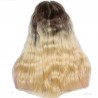 Lace Front Wig, Long Length, Body Wave, Ombre Color #4/613 (Dark Brown / Platinum Blonde), Made With Remy Indian Human Hair