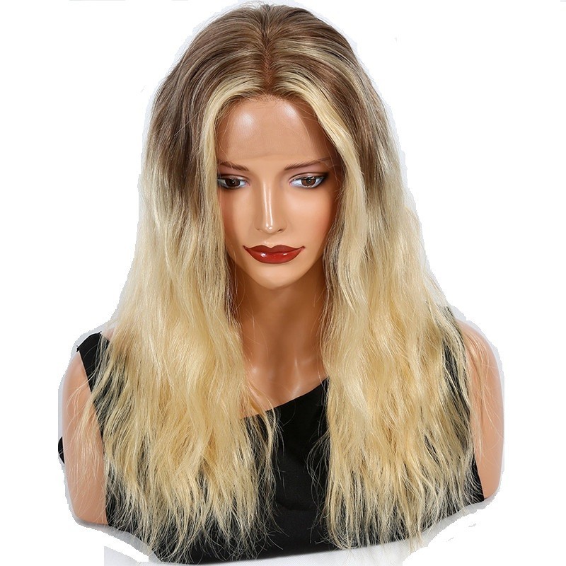 Lace Front Wig, Long Length, Body Wave, Ombre Color #4/613 (Dark Brown / Platinum Blonde), Made With Remy Indian Human Hair