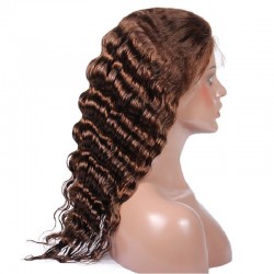 Lace Front Wig, Long Length, Deep Wavy, Color #2 (Darkest Brown), Made With Remy Indian Human Hair