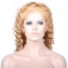 Lace Front Wig, Long Length, Deep Curly, Color #27 (Honey Blonde), Made With Remy Indian Human Hair