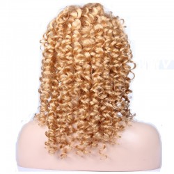 Lace Front Wig, Long Length, Deep Curly, Color #27 (Honey Blonde), Made With Remy Indian Human Hair