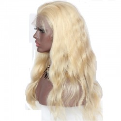 Lace Front Wig, Long Length, Body Wave, Color #613 (Platinum Blonde), Made With Remy Indian Human Hair