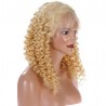 Lace Front Wig, Long Length, Deep Curly, Color #24 (Golden Blonde), Made With Remy Indian Human Hair