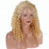 Lace Front Wig, Long Length, Deep Curly, Color #24 (Golden Blonde), Made With Remy Indian Human Hair