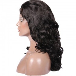 Lace Front Wig, Long Length, Natural Curly, Color #1B (Off Black), Made with Remy Indian Human Hair