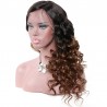 Lace Front Wig, Long Length, Curly, Ombre Color #1B/6 (Off Black / Medium Brown), Made With Remy Indian Human Hair