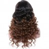 Lace Front Wig, Long Length, Curly, Ombre Color #1B/6 (Off Black / Medium Brown), Made With Remy Indian Human Hair