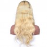 Lace Front Wig, Long Length, Body Wave, Ombre Color #1B/613 (Off Black / Platinum Blonde), Made With Remy Indian Human Hair
