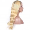 Lace Front Wig, Long Length, Body Wave, Ombre Color #1B/613 (Off Black / Platinum Blonde), Made With Remy Indian Human Hair