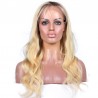 Lace Front Wig, Long Length, Body Wave, Ombre Color #1B/613 (Off Black / Platinum Blonde), Made With Remy Indian Human Hair