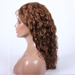 Lace Front Wig, Long Length, Curly, Color #30 (Dark Auburn), Made With Remy Indian Human Hair