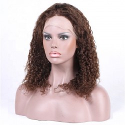 Lace Front Wig, Long Length, Curly, Color #2 (Darkest Brown), Made With Remy Indian Human Hair