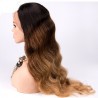 Full Lace Wig, Extra Long, Body Wave, Mix Color #1B/4/27 (Off Black / Dark Brown / Honey Blonde), Made With Indian Human Hair