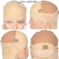Full Lace Wig, Short Length, 10", Bob Cut, Color #60 (Lightest Blonde), Made With Remy Indian Human Hair