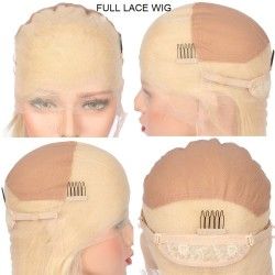 Full Lace Wig, Short Length, 8", Pixie Cut, Wavy, Color #613 (Platinum Blonde), Made With Remy Indian Human Hair