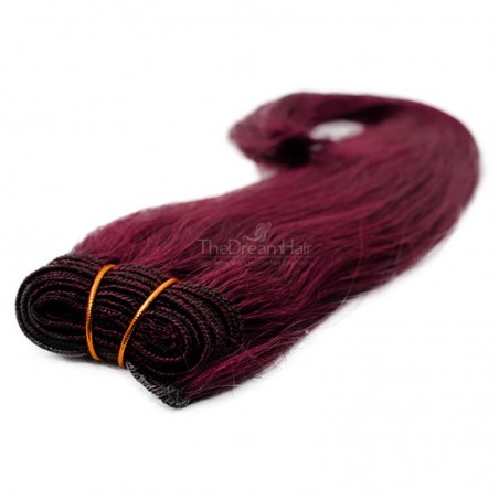 Weave, Straight, Color #530 (Red Wine), Made With Remy Indian Human Hair