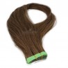 Tape-in Hair Extensions, Color #4 (Dark Brown), Made With Remy Indian Human Hair