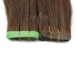Tape-in Hair Extensions, Color #4 (Dark Brown), Made With Remy Indian Human Hair