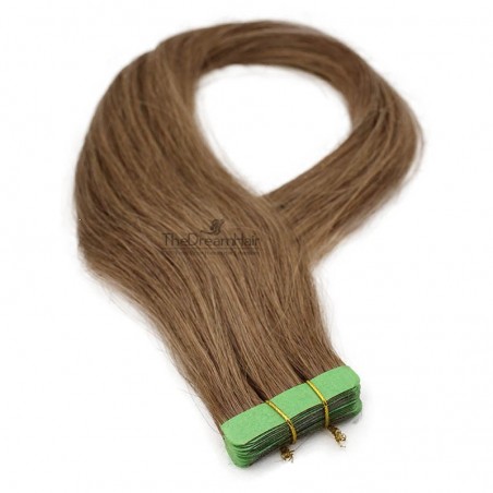 Tape-in Hair Extensions, Color #6 (Medium Brown), Made With Remy Indian Human Hair