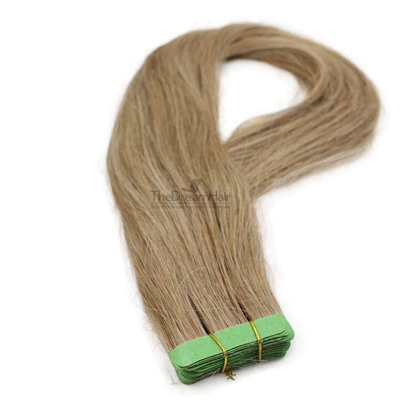 Tape-in Hair Extensions, Color #8 (Chestnut Brown), Made With Remy Indian Human Hair