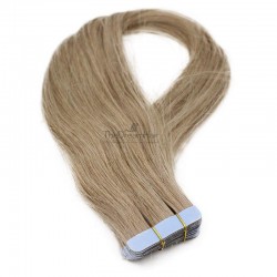 Tape-in Hair Extensions, Color #18 (Light Ash Blonde), Made With Remy Indian Human Hair