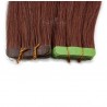 Tape-in Hair Extensions, Color 30 (Dark Auburn), Made With Remy Indian Human Hair