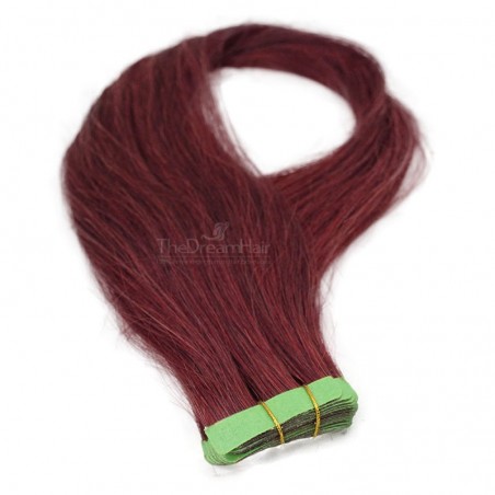 Tape-in Hair Extensions, Color #530 (Red Wine), Made With Remy Indian Human Hair
