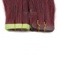 Tape-in Hair Extensions, Color #530 (Red Wine), Made With Remy Indian Human Hair