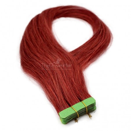 Tape-in Hair Extensions, Color Red, Made With Remy Indian Human Hair