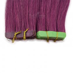 Tape-in Hair Extensions, Color Purple, Made With Remy Indian Human Hair