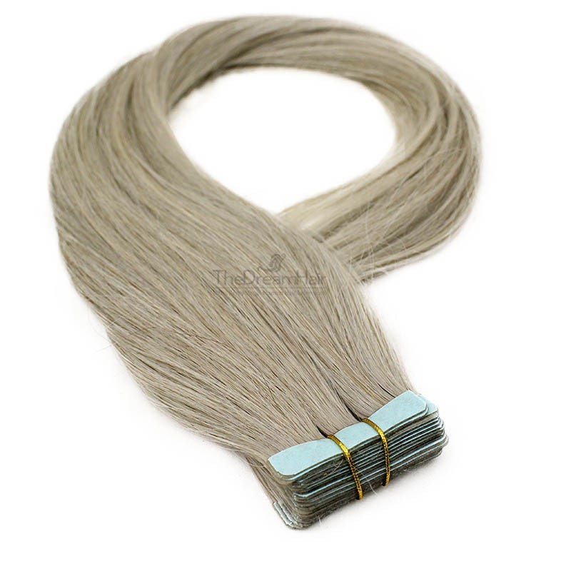 Tape-in Hair Extensions, Color Grey, Made With Remy Indian Human Hair