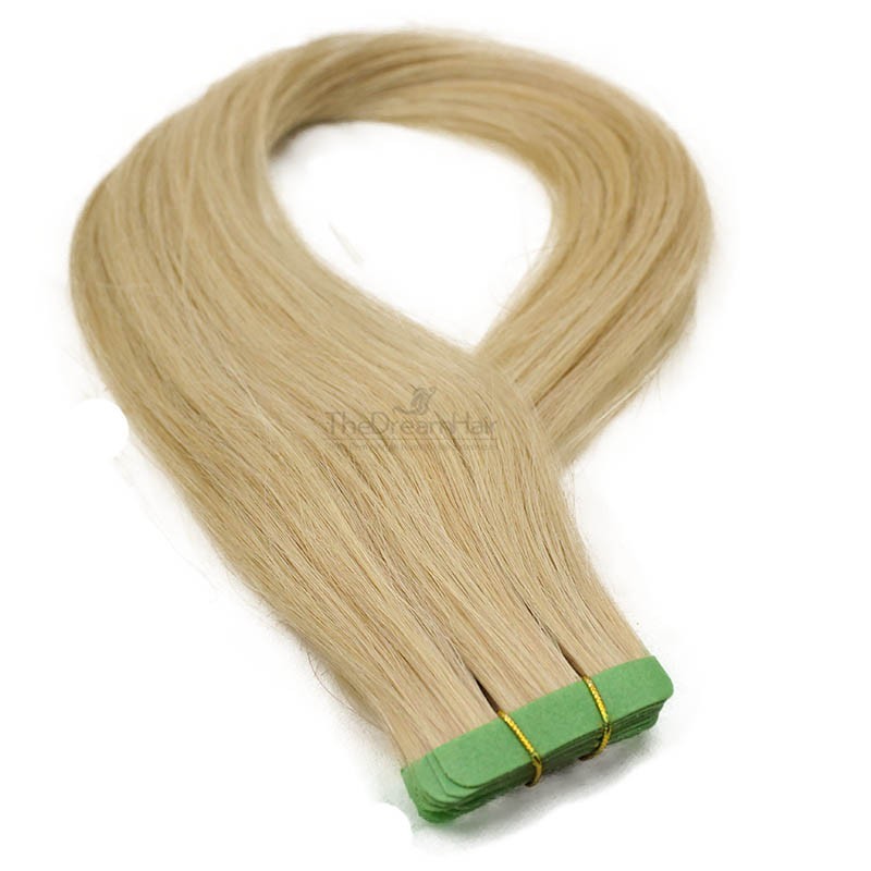 Tape-in Hair Extensions, Color 22 (Light Pale Blonde), Made With Remy Indian Human Hair