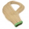 Tape-in Hair Extensions, Color 24 (Light Pale Blonde), Made With Remy Indian Human Hair